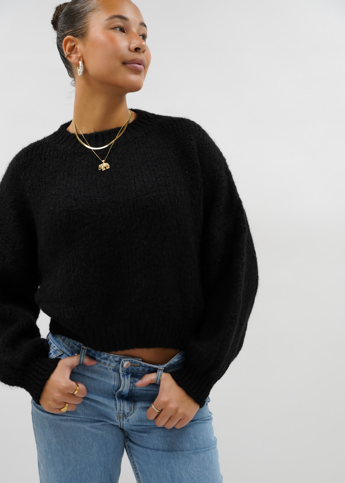 Knitted sweater black (tall)