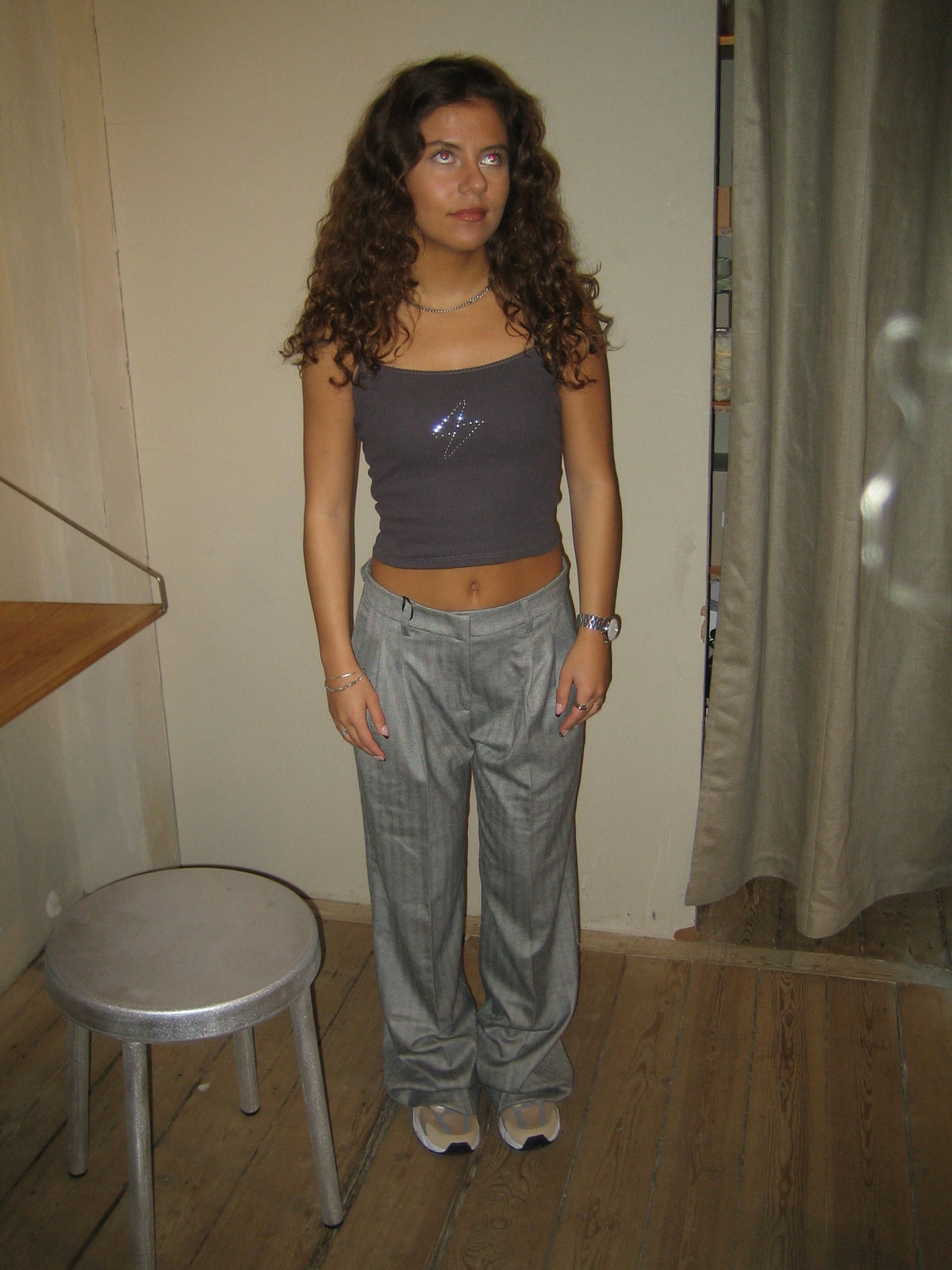 Ellen herringbone pants - Grey
