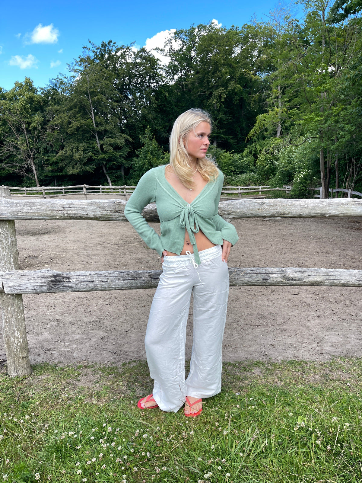 Katarina trousers in linen blend - Off white