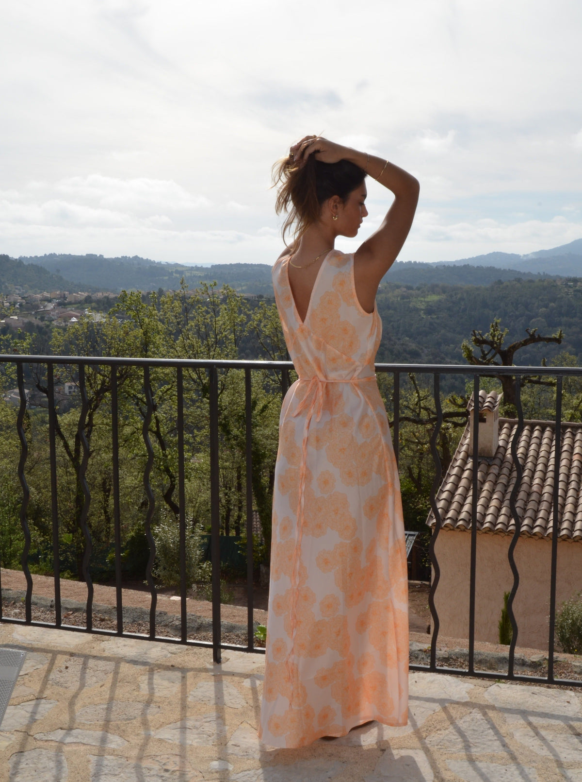 Marielle dress with flowers -  Yellow/orange