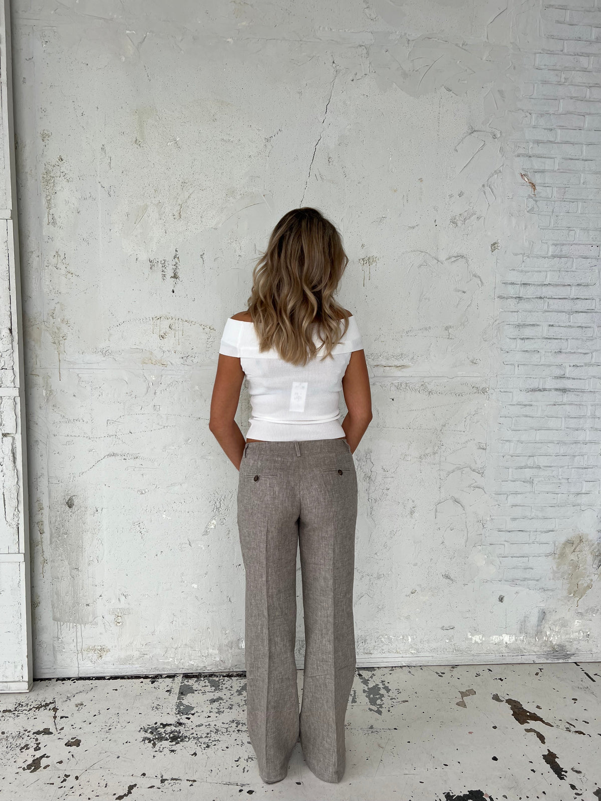 Herringbone pants - Brown/white