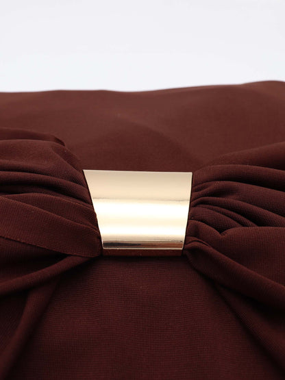 Lea long sleeve dress with gold detail - Brown