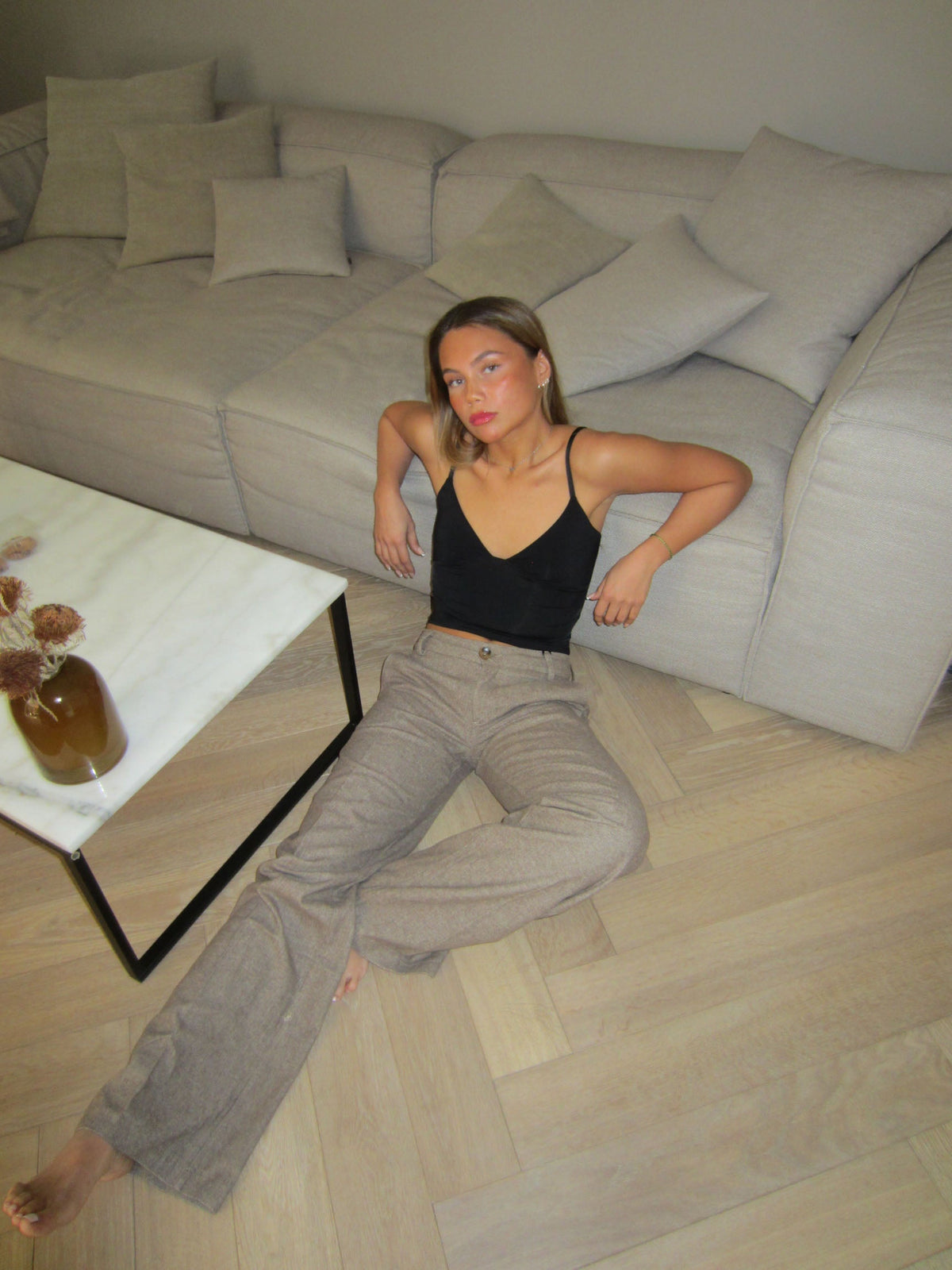 Elsie herringbone suit pants - Brown/Beige