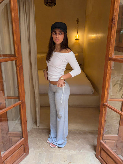 Binda pants with lace drawstrings - Grey/white