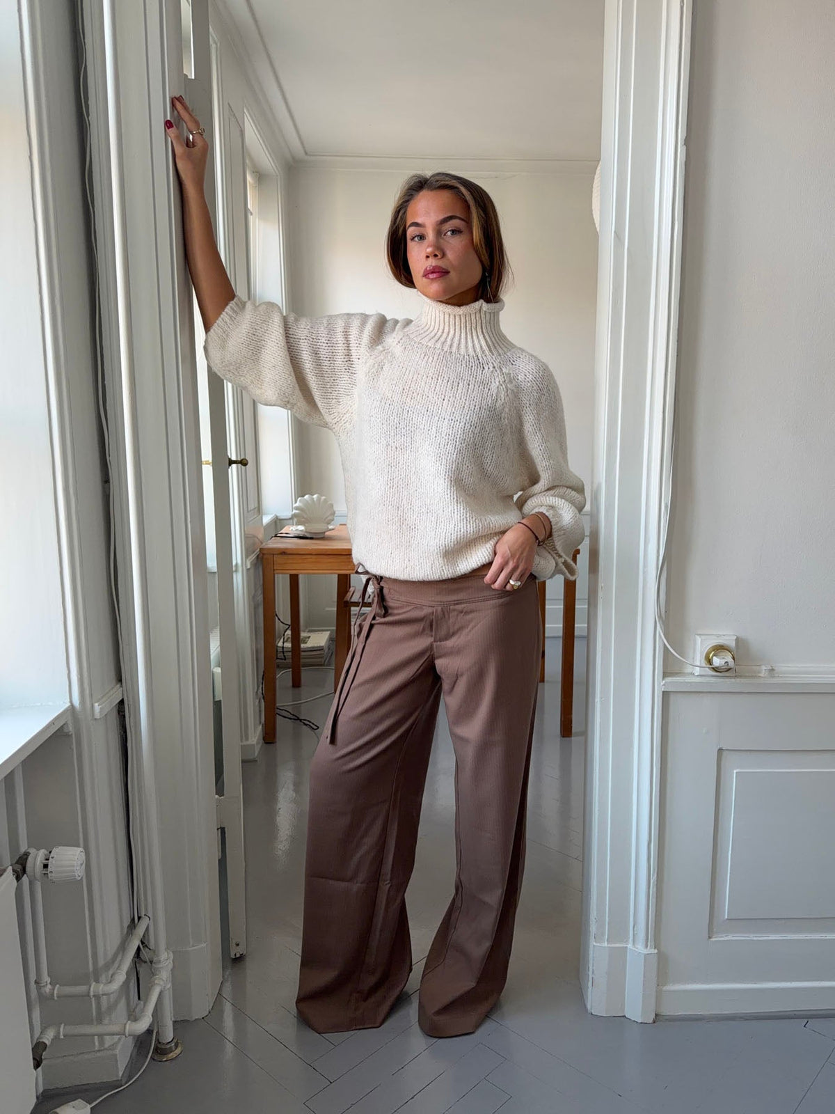 Buka pants with tie detail - Brown