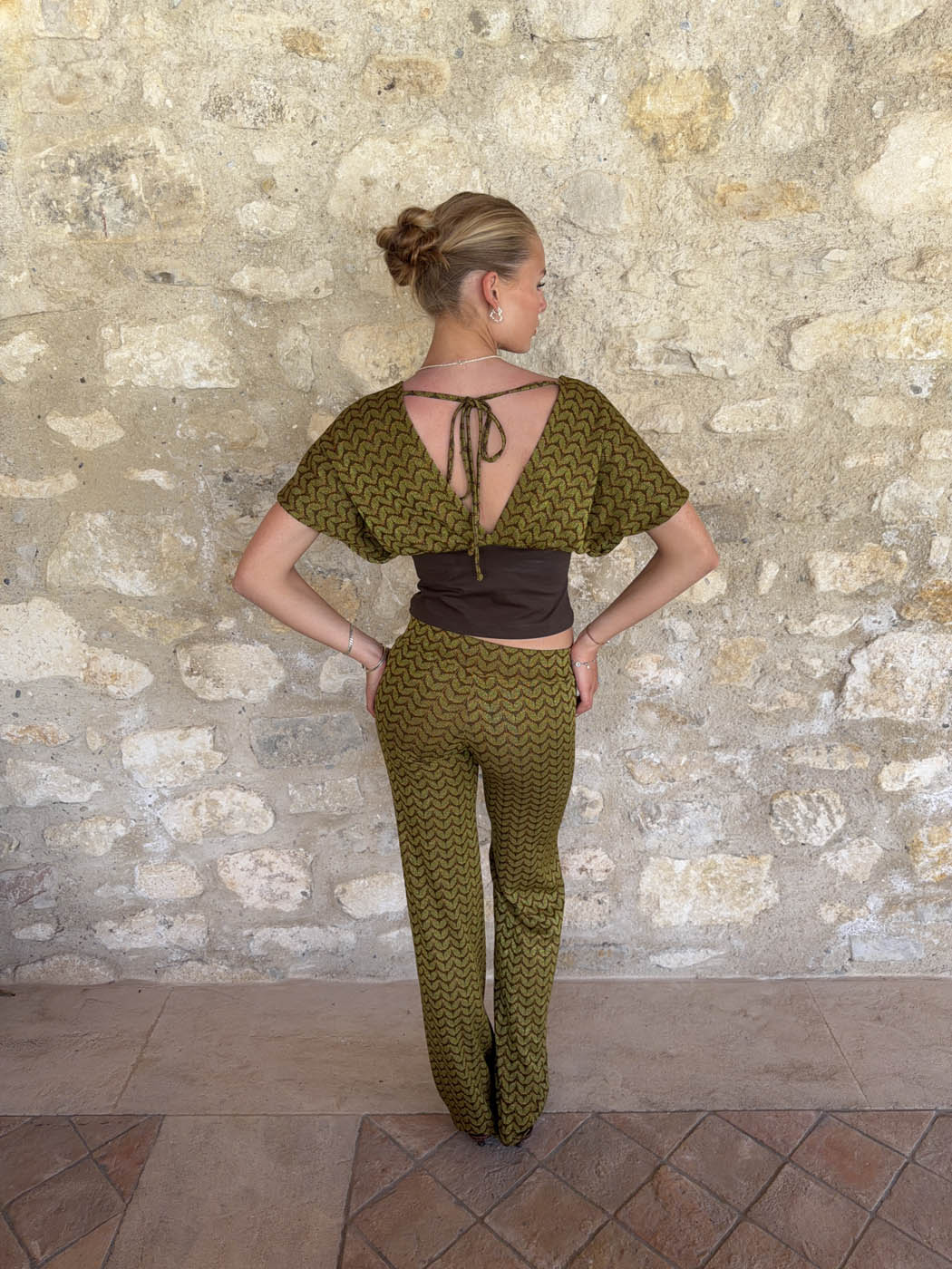 Viga pants with pattern - Khaki/green