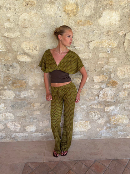 Viga pants with pattern - Khaki/green