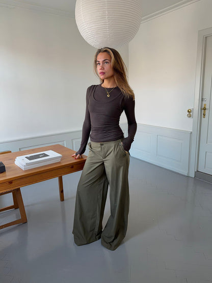 Maluna pants with stripes - Khaki