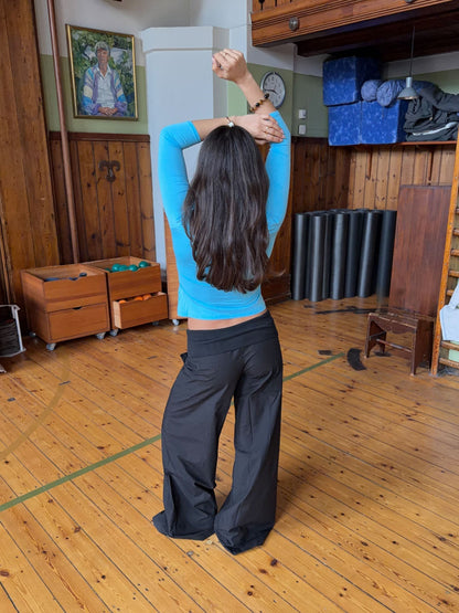 Suza pants with ribbed waist - Black