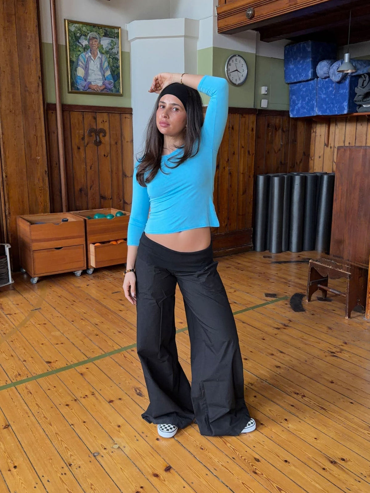 Suza pants with ribbed waist - Black