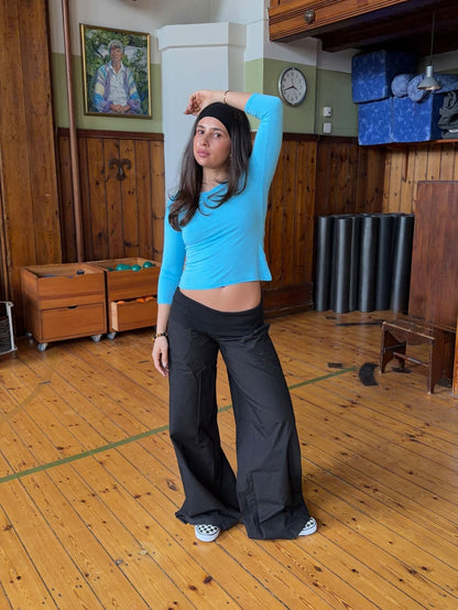 Suza pants with ribbed waist - Black