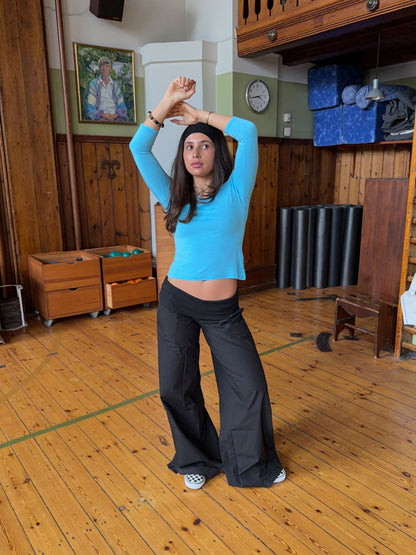 Suza pants with ribbed waist - Black