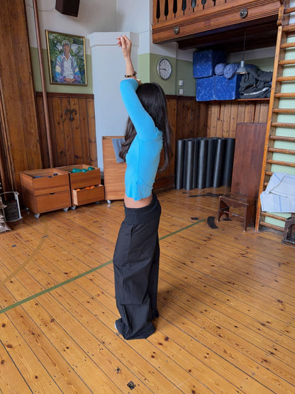 Suza pants with ribbed waist - Black
