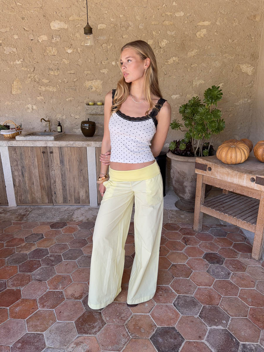 Suza pants with ribbed waist - Yellow
