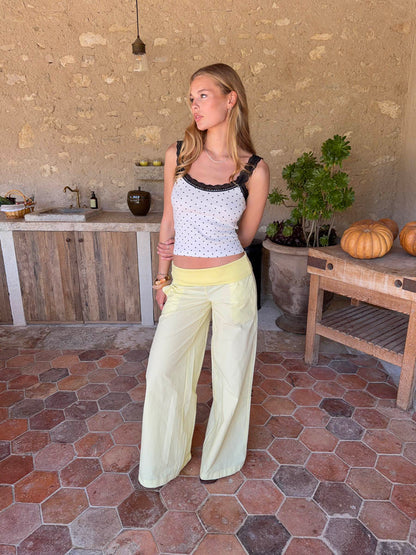 Suza pants with ribbed waist - Yellow