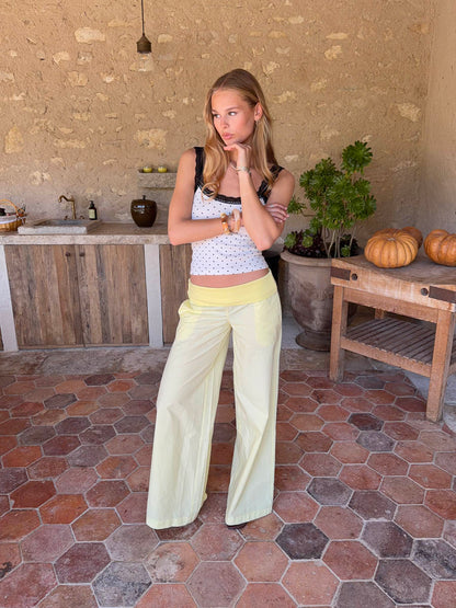 Suza pants with ribbed waist - Yellow