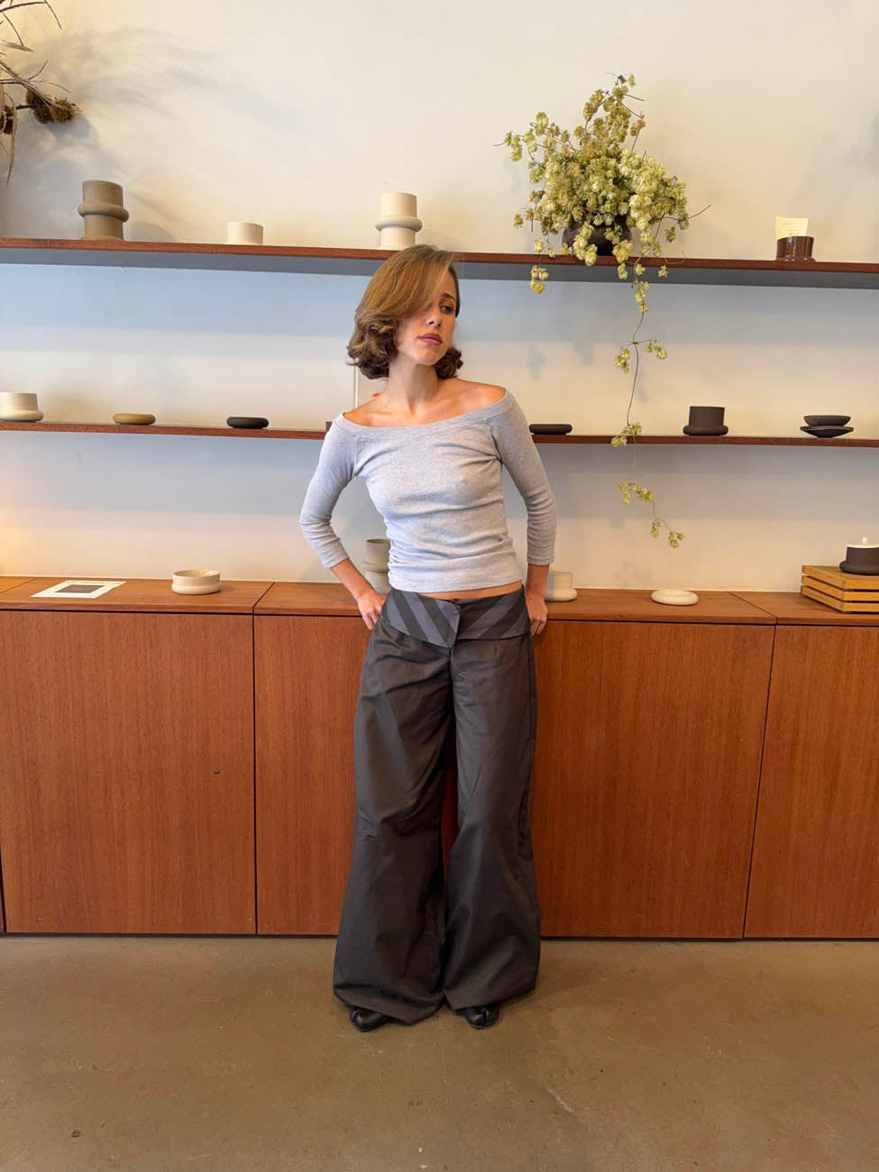 Bello pants with striped trim - Grey