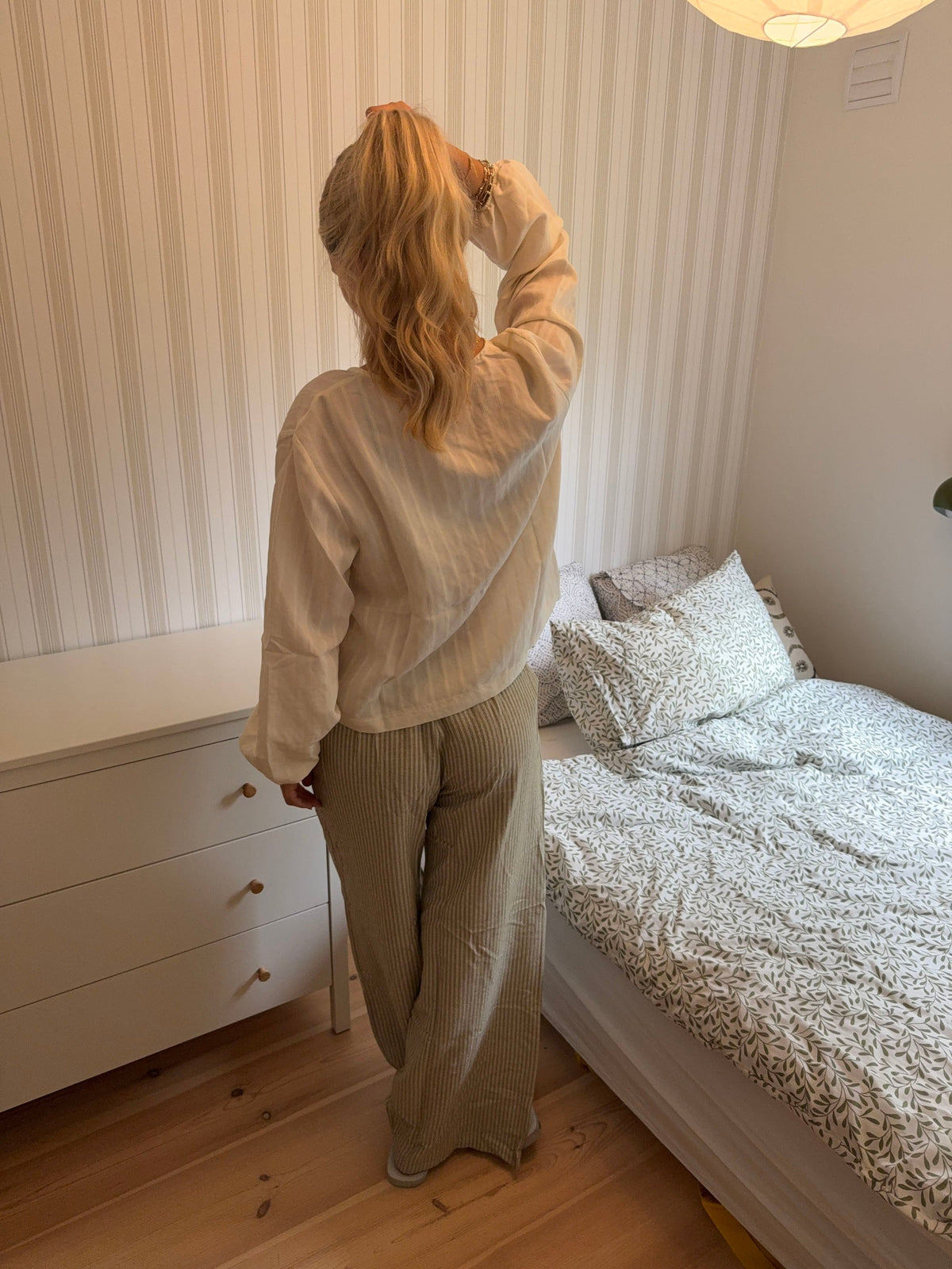 Jasmin striped trousers – Green/white