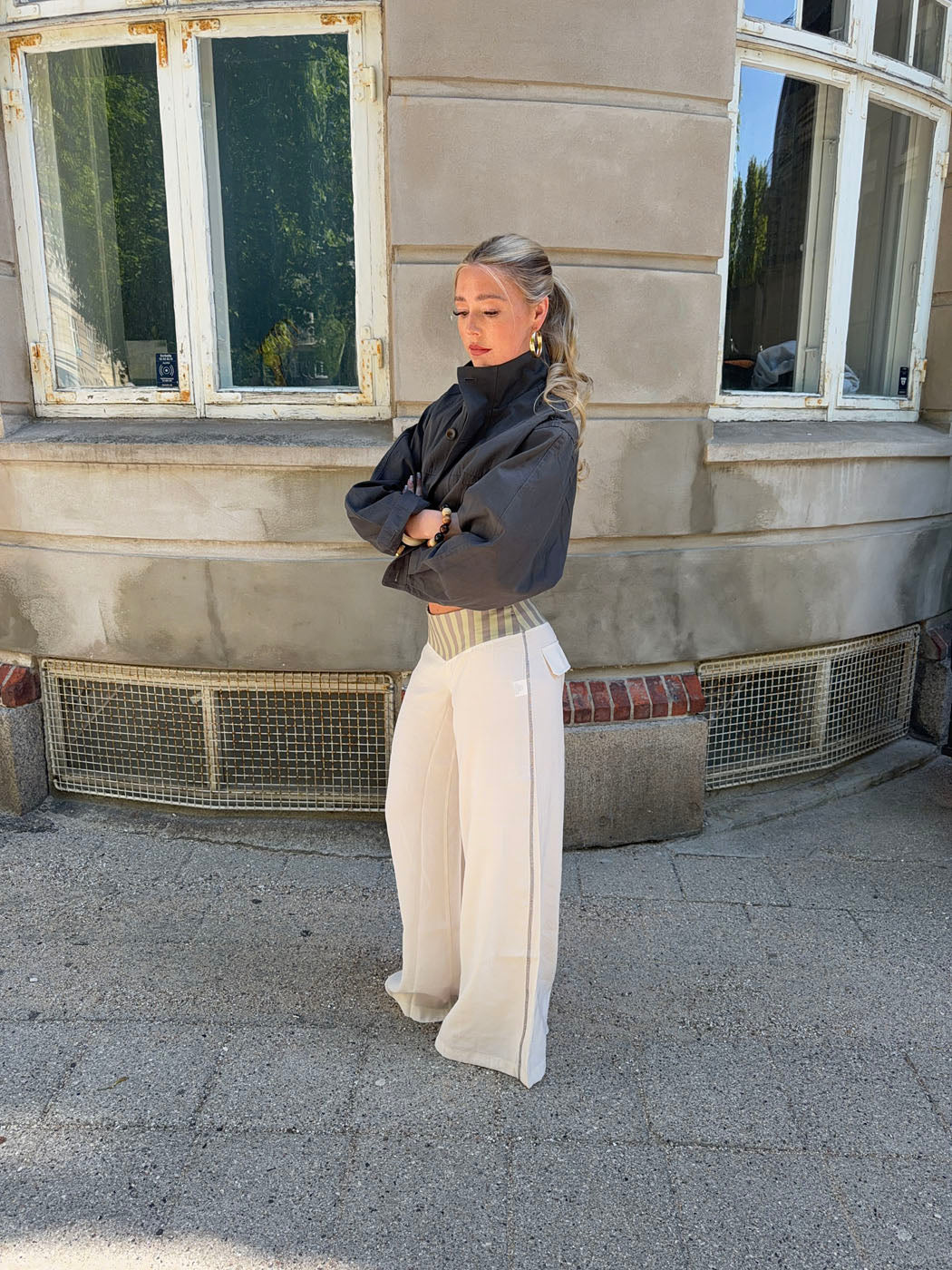 Polly pants with stripes - White/green