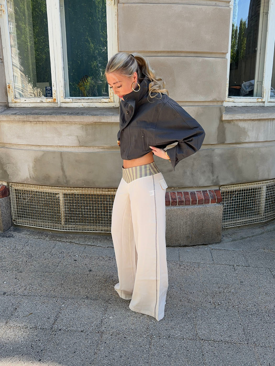 Polly pants with stripes - White/green