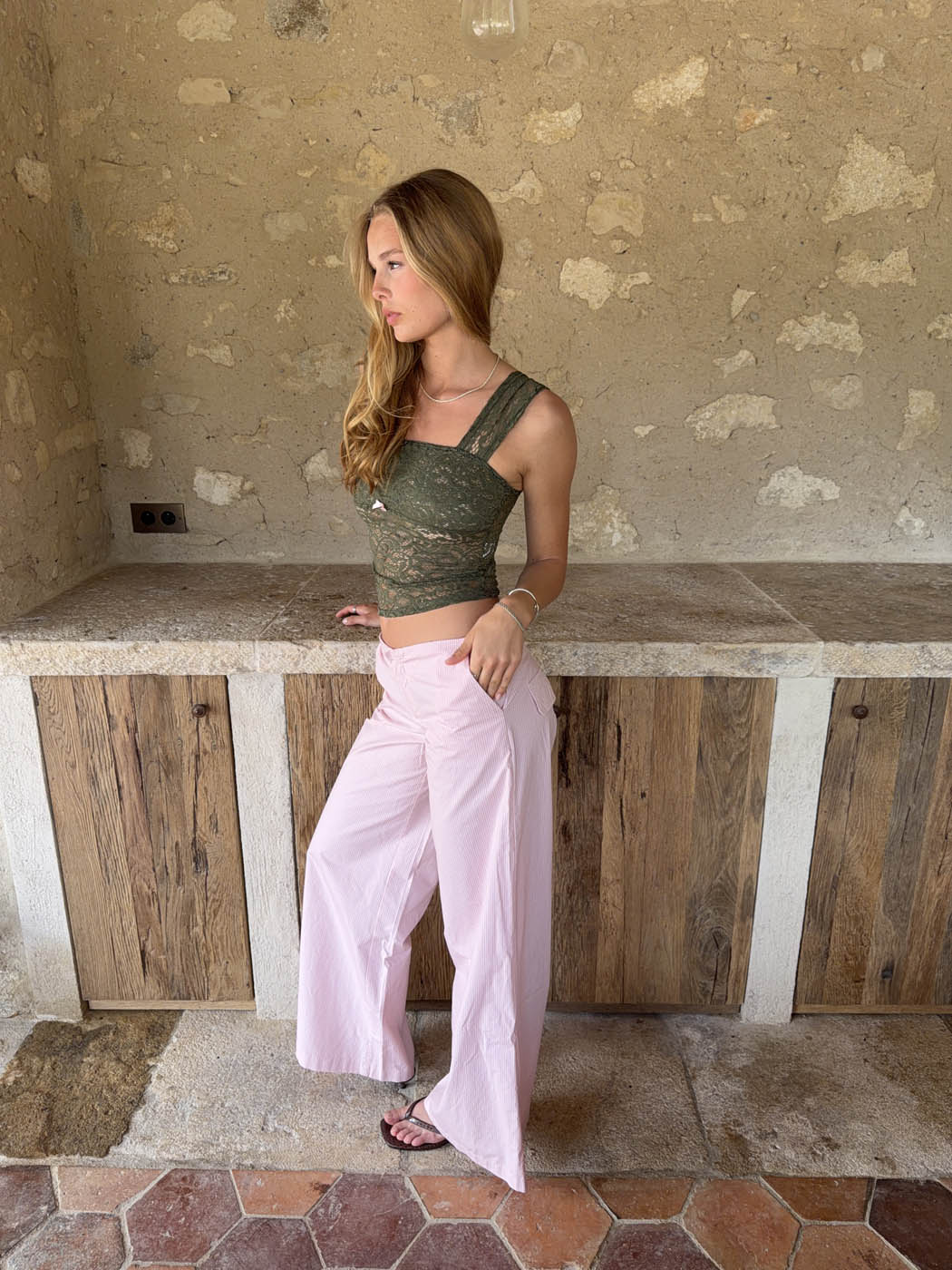 Vitella pants with stripes - Light pink