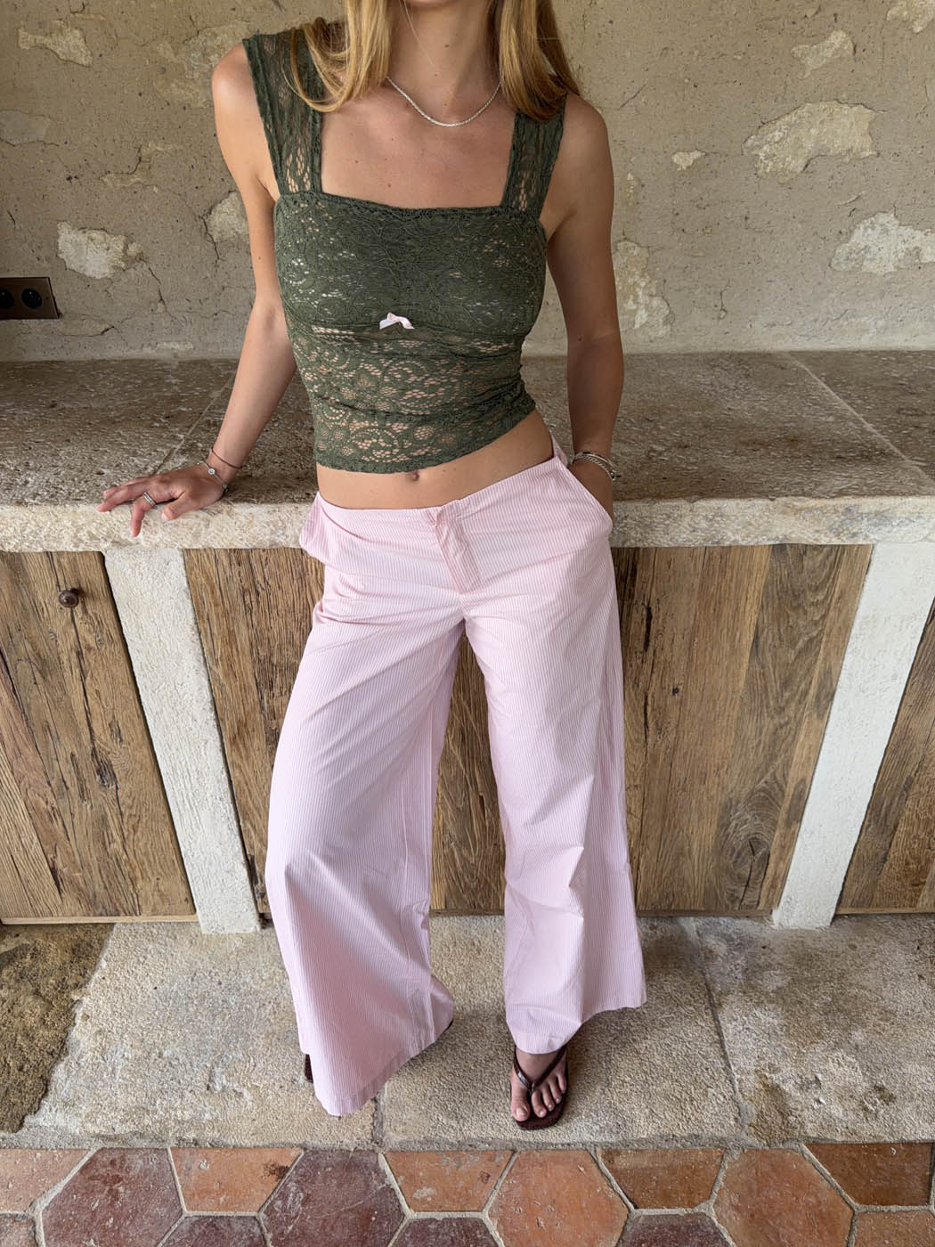 Vitella pants with stripes - Light pink