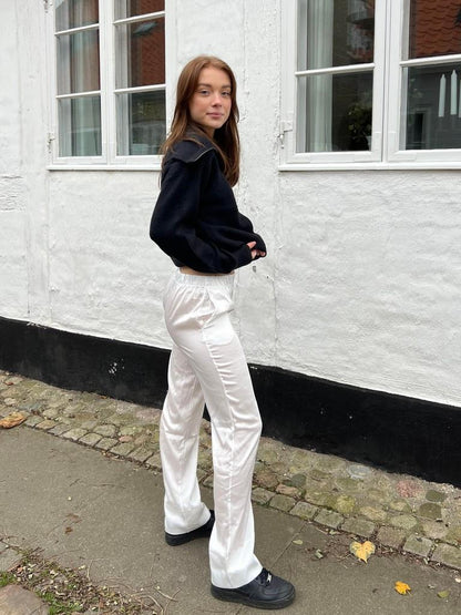 Lona low waist satin pants - White