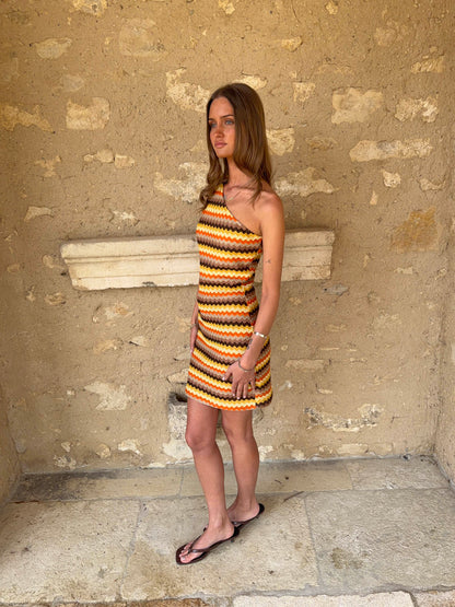 Sumaria dress with stripes - Yellow/brown/orange