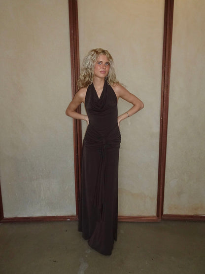 Redina dress with open back - Brown