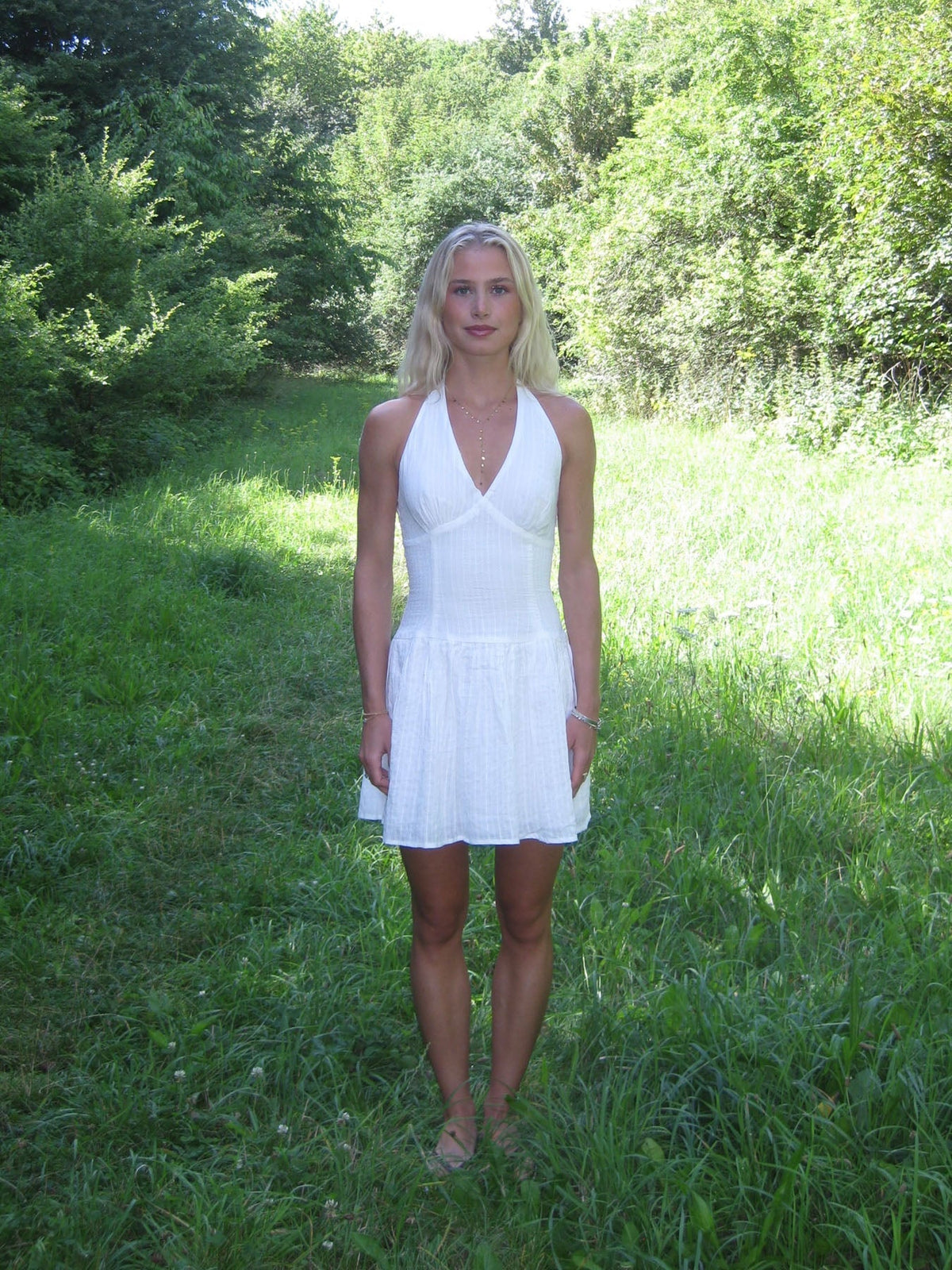Zosia dress with tie detail – White