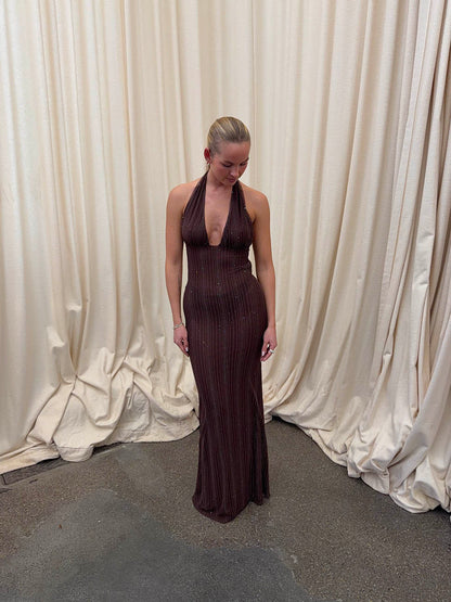 Sotina dress with glitter - Brown