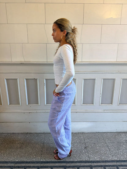 Hilja stribed linen pants - blue