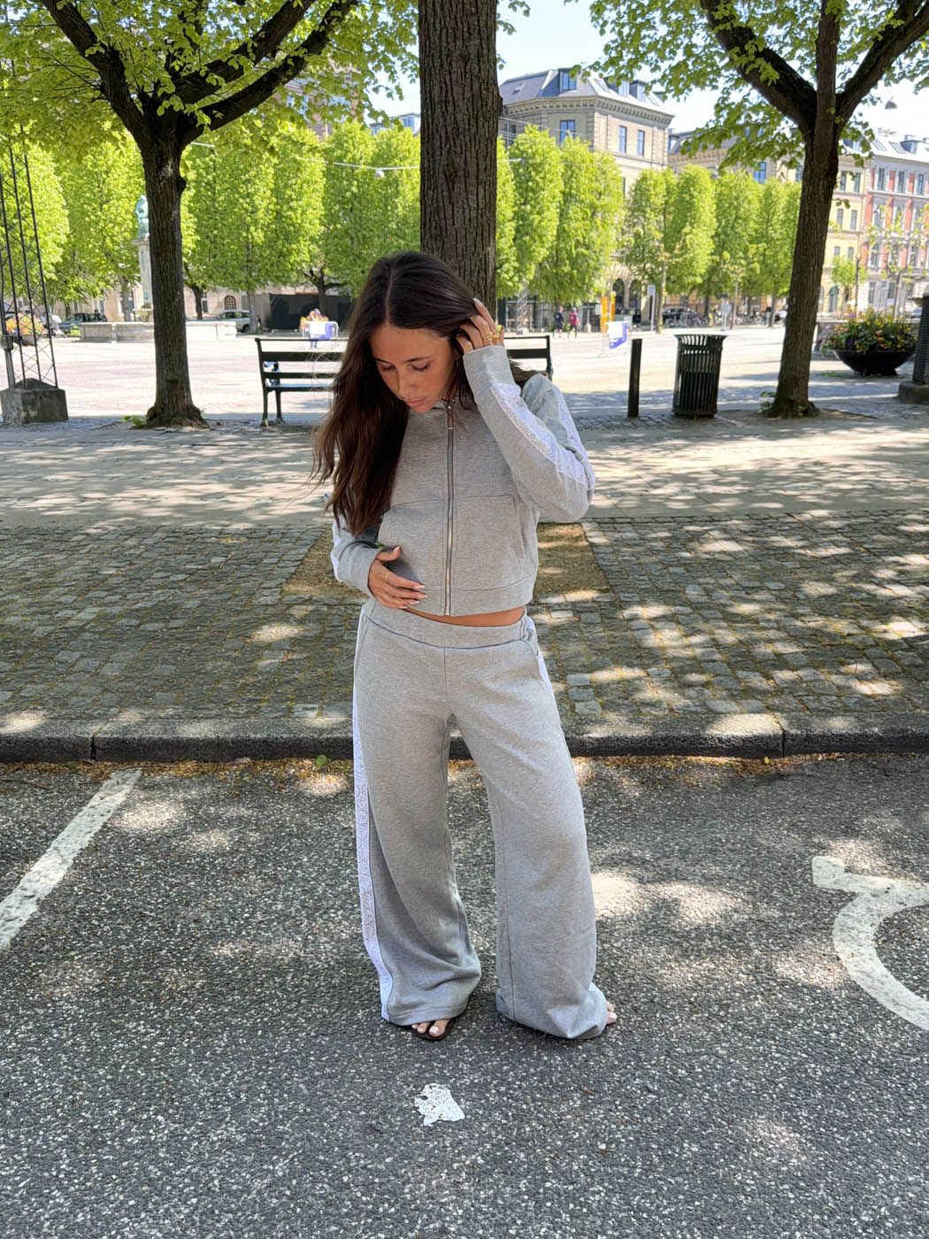 Obban sweatpants with lace - Grey/white